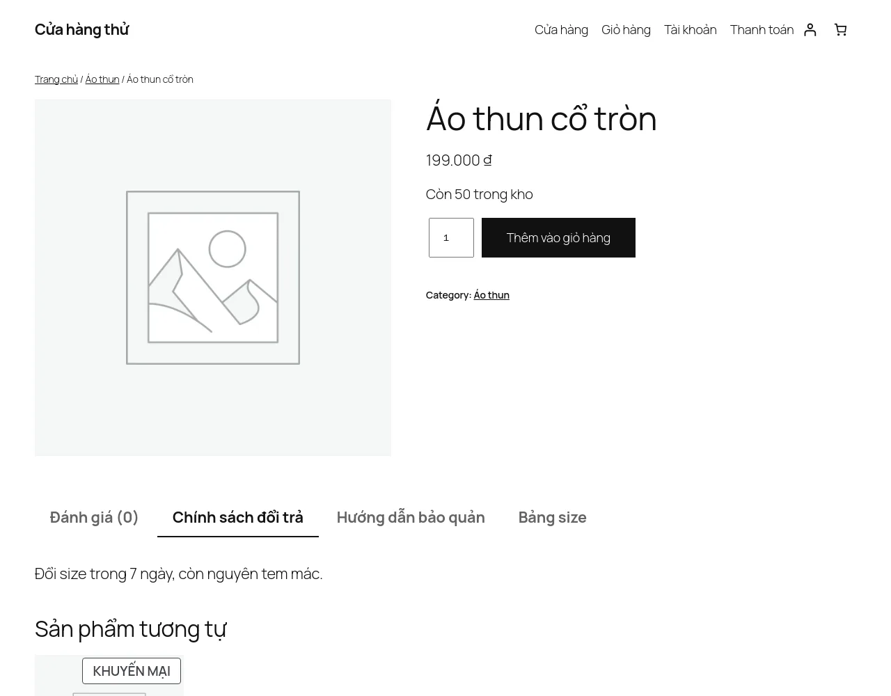 Tab chính sách, bảo quản, bảng size ngay trên trang sản phẩm