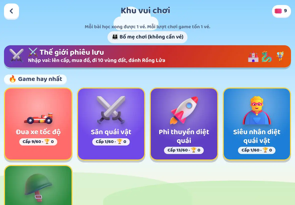 Khu vui chơi với các game hay nhất
