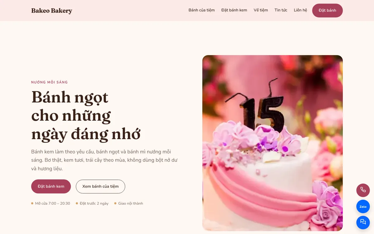 Trang chủ theme Bakeo trên máy tính