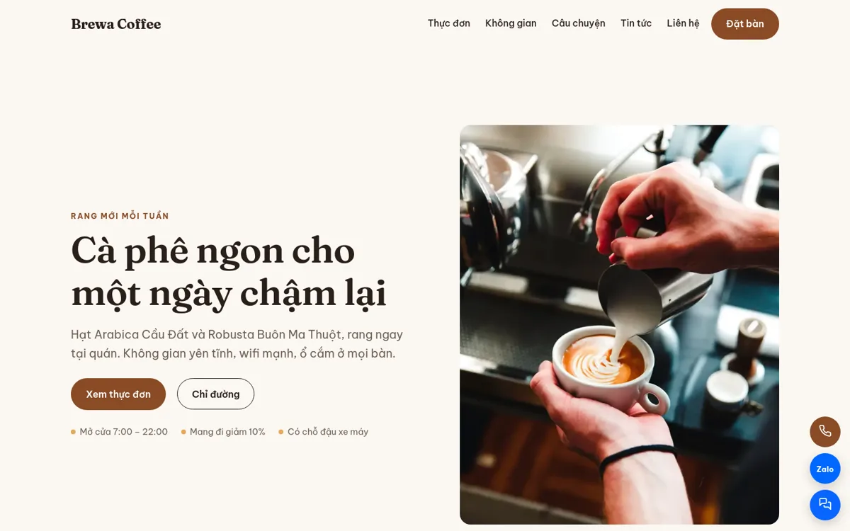Trang chủ theme Brewa trên máy tính