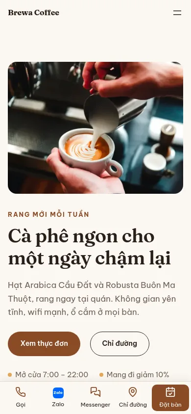 Trang chủ theme Brewa trên điện thoại