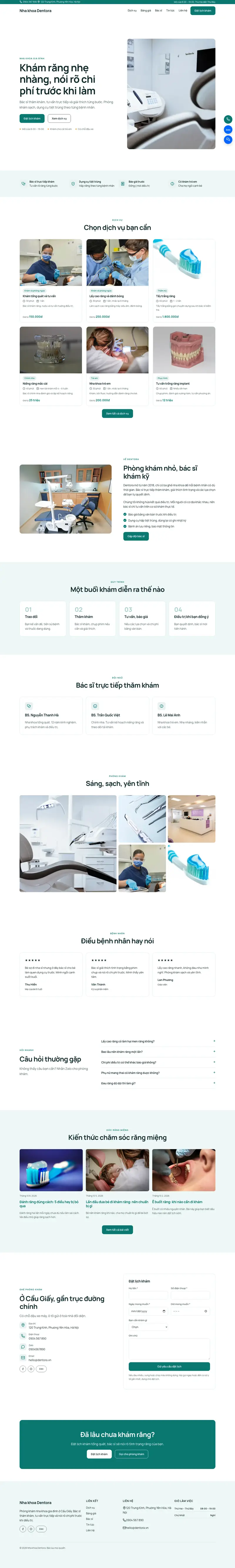 Toàn bộ trang chủ theme Dentora