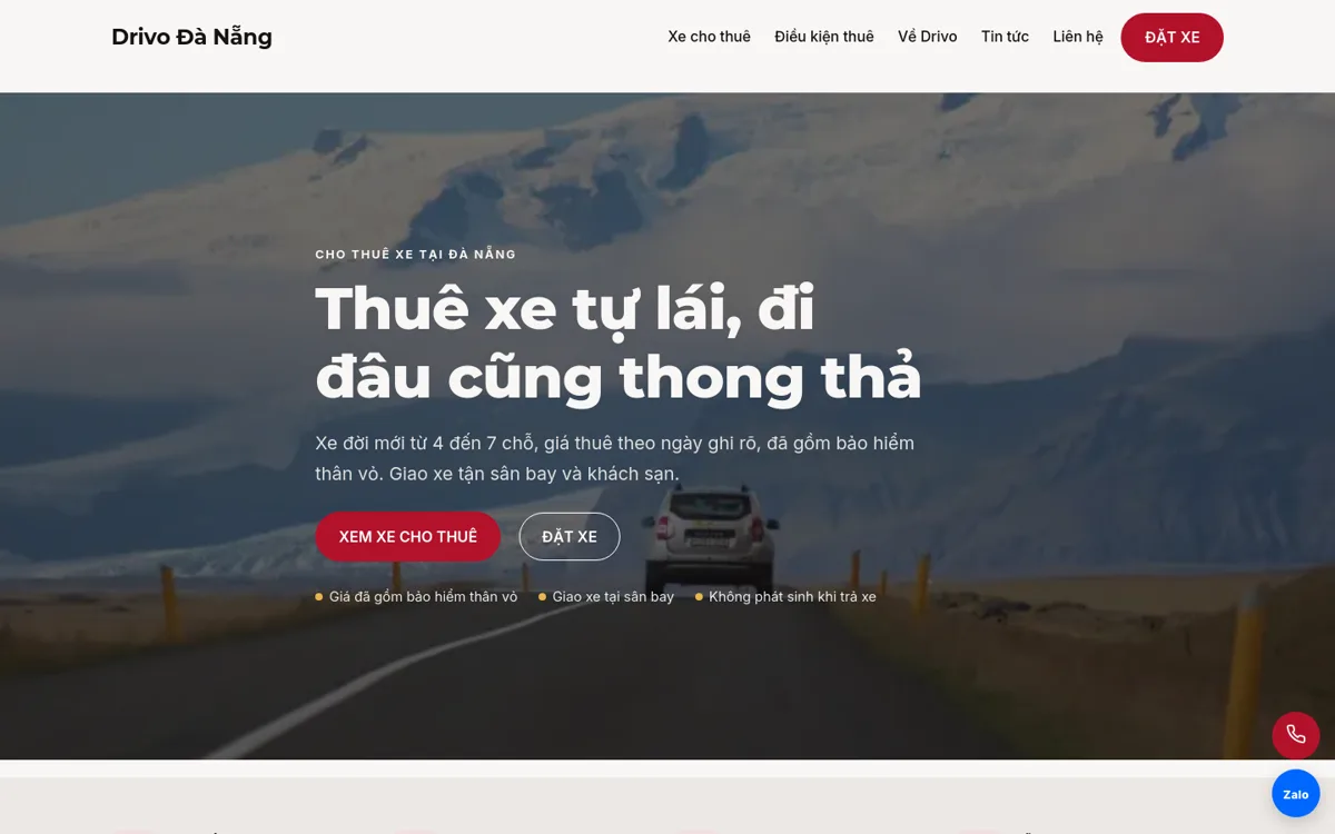 Trang chủ theme Drivo trên máy tính