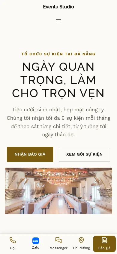 Trang chủ theme Eventa trên điện thoại