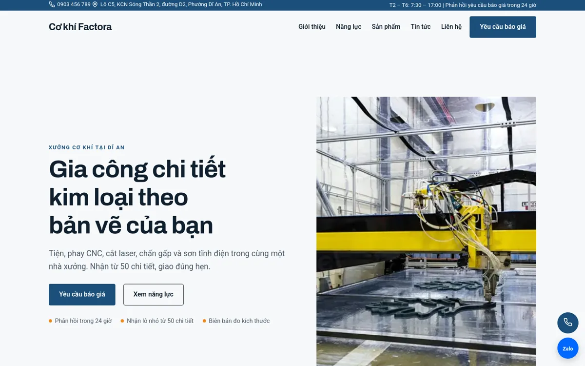 Trang chủ theme Factora trên máy tính