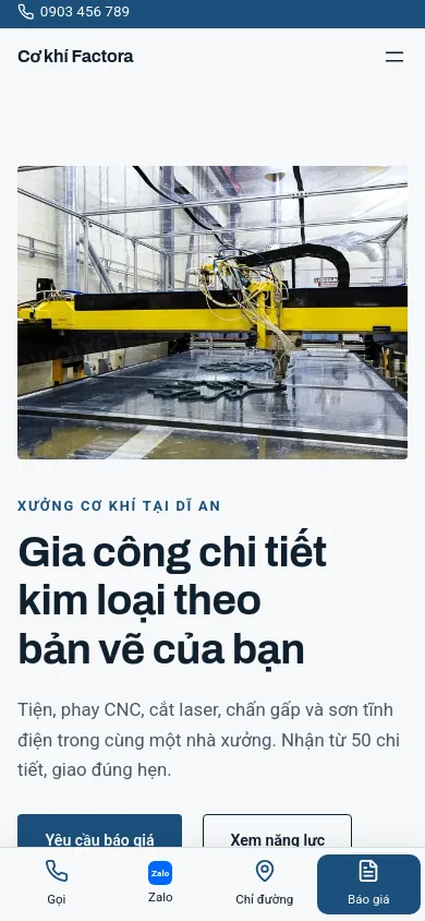 Trang chủ theme Factora trên điện thoại