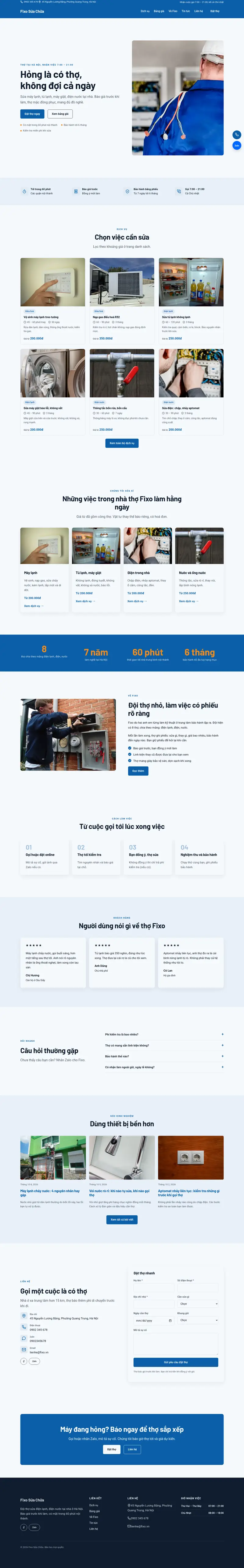 Toàn bộ trang chủ theme Fixo
