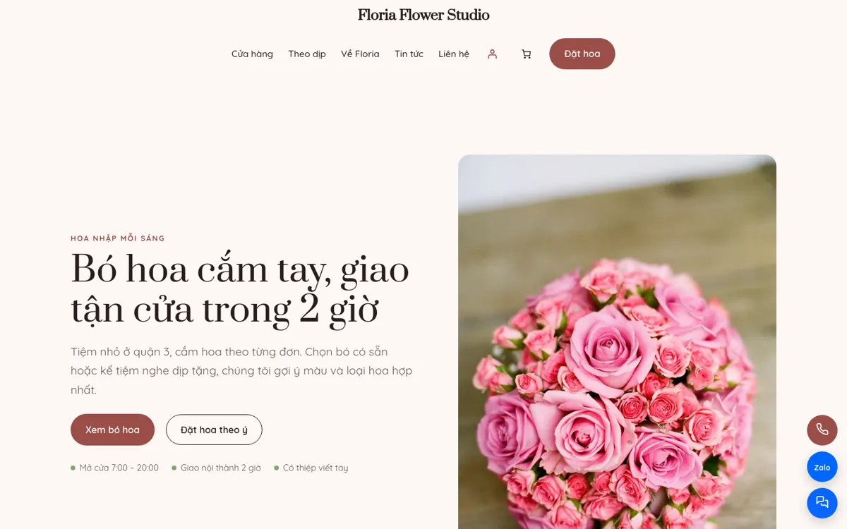 Trang chủ theme Floria trên máy tính