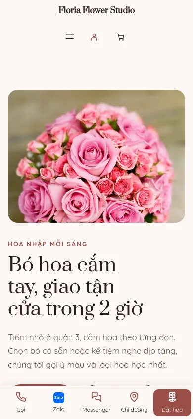 Trang chủ theme Floria trên điện thoại