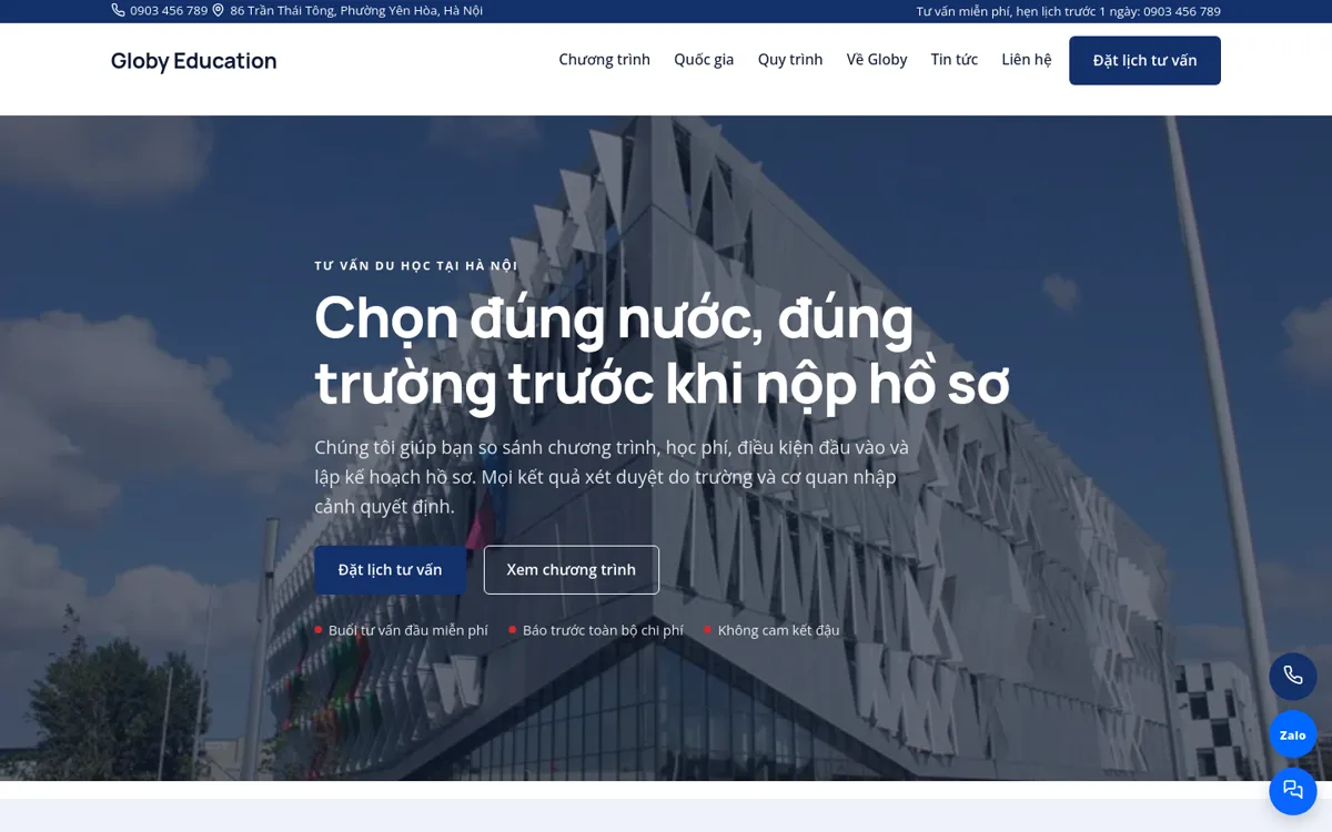 Trang chủ theme Globy trên máy tính