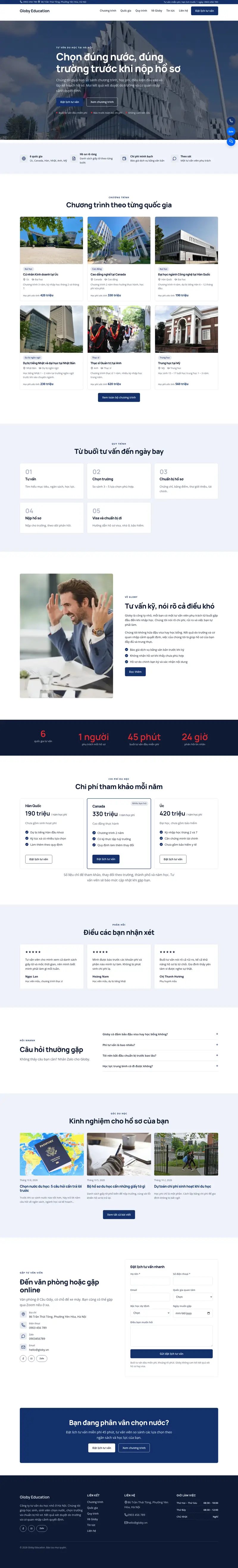 Toàn bộ trang chủ theme Globy