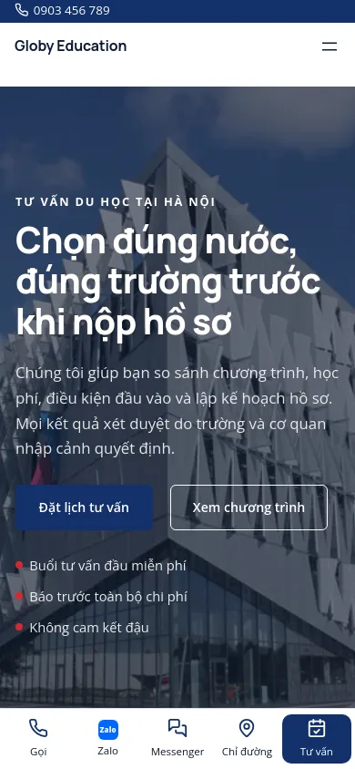 Trang chủ theme Globy trên điện thoại
