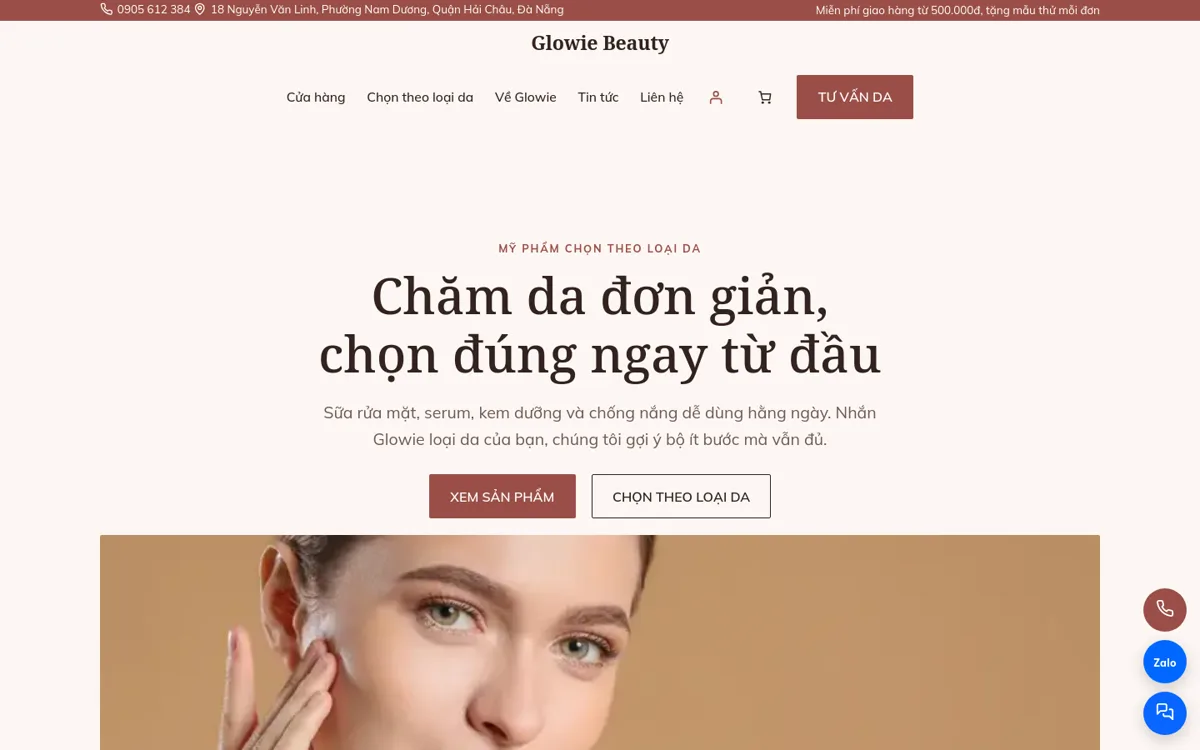 Trang chủ theme Glowie trên máy tính