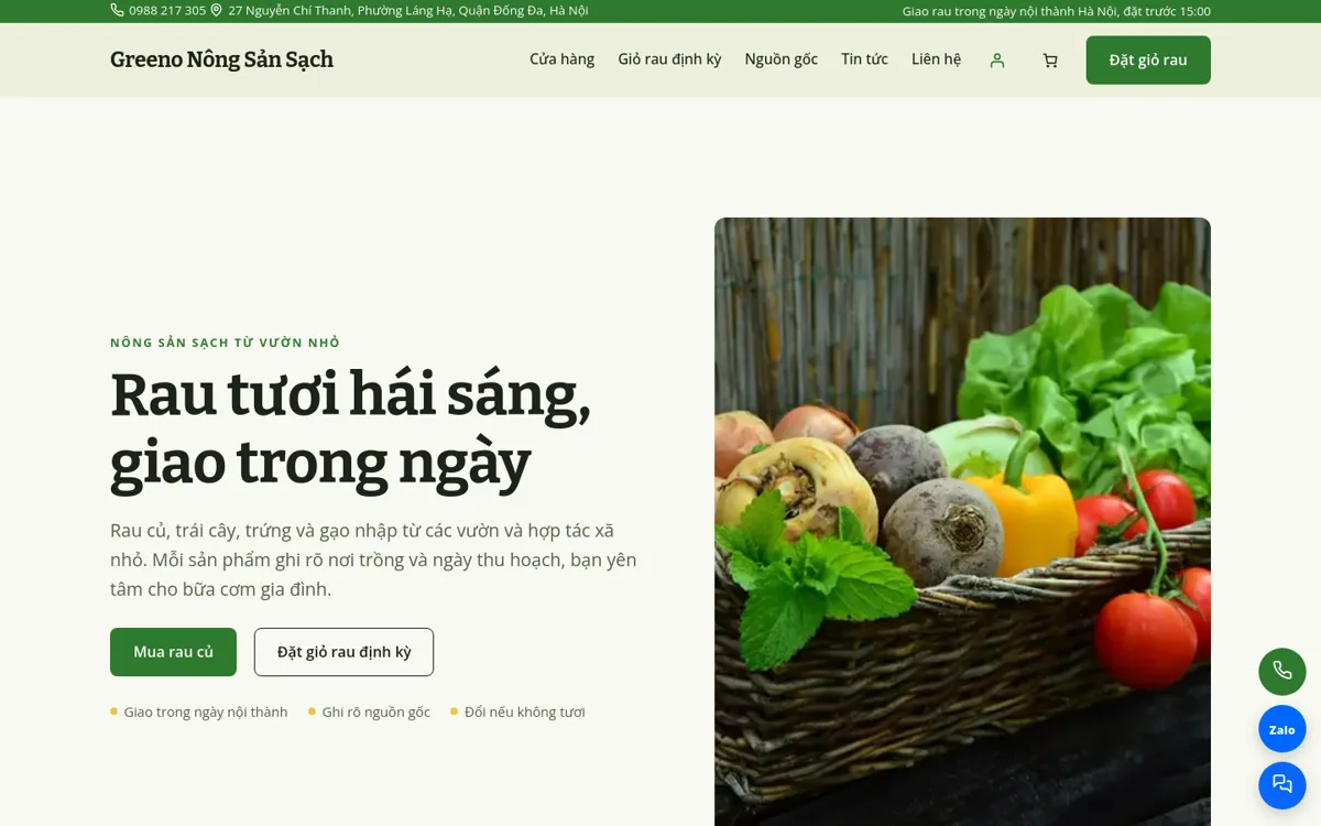 Trang chủ theme Greeno trên máy tính