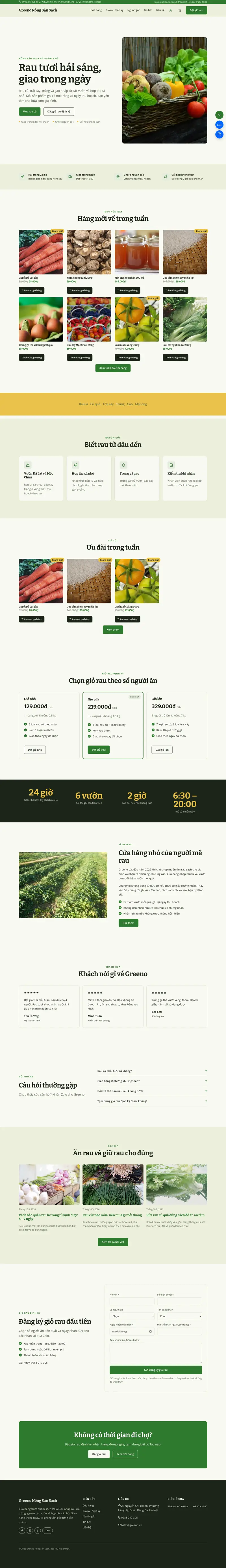 Toàn bộ trang chủ theme Greeno