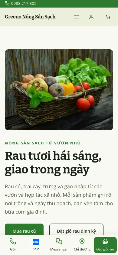 Trang chủ theme Greeno trên điện thoại