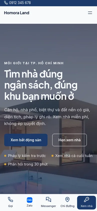 Trang chủ theme Homora trên điện thoại