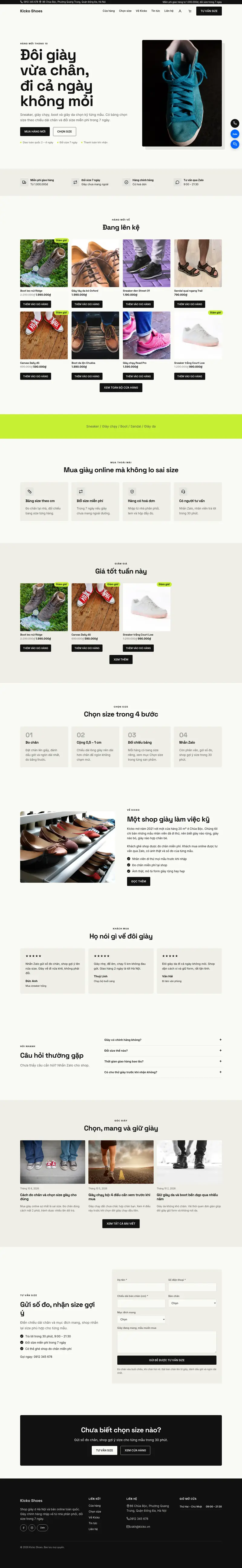 Toàn bộ trang chủ theme Kicko