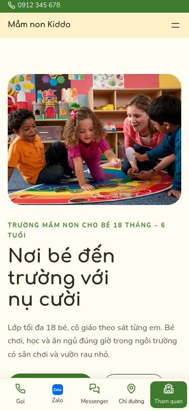 Trang chủ theme Kiddo trên điện thoại