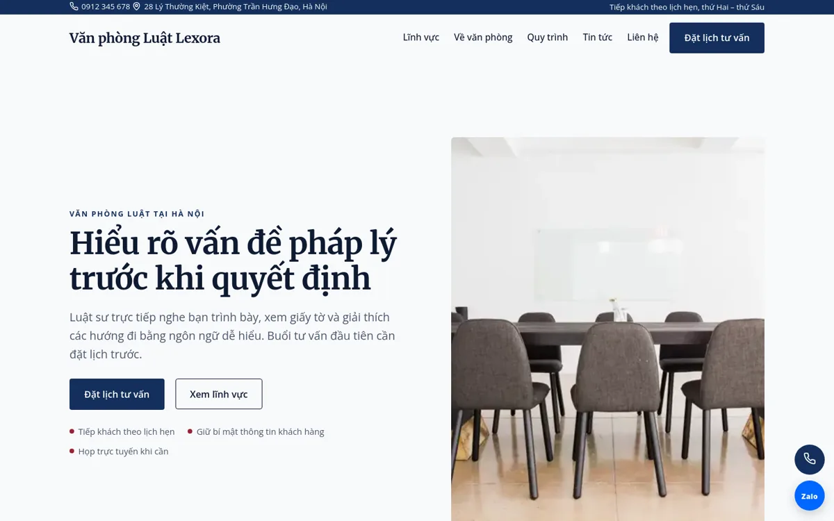 Trang chủ theme Lexora trên máy tính