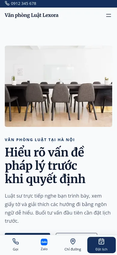 Trang chủ theme Lexora trên điện thoại