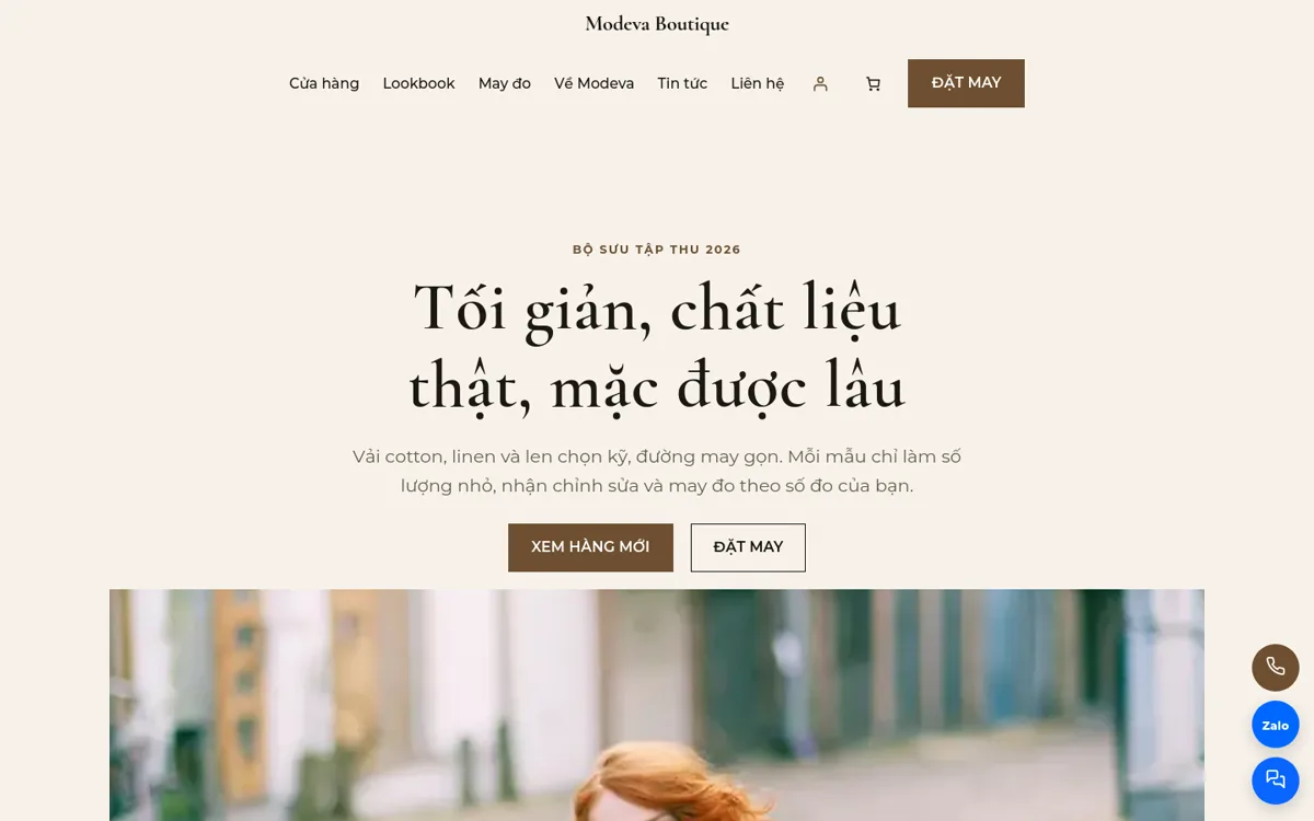 Trang chủ theme Modeva trên máy tính