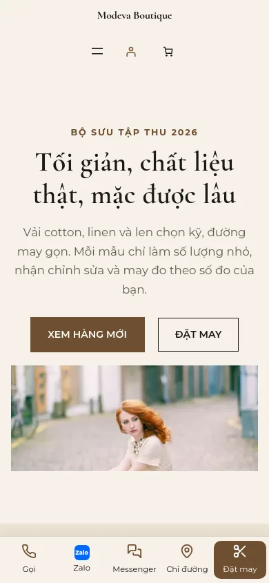 Trang chủ theme Modeva trên điện thoại