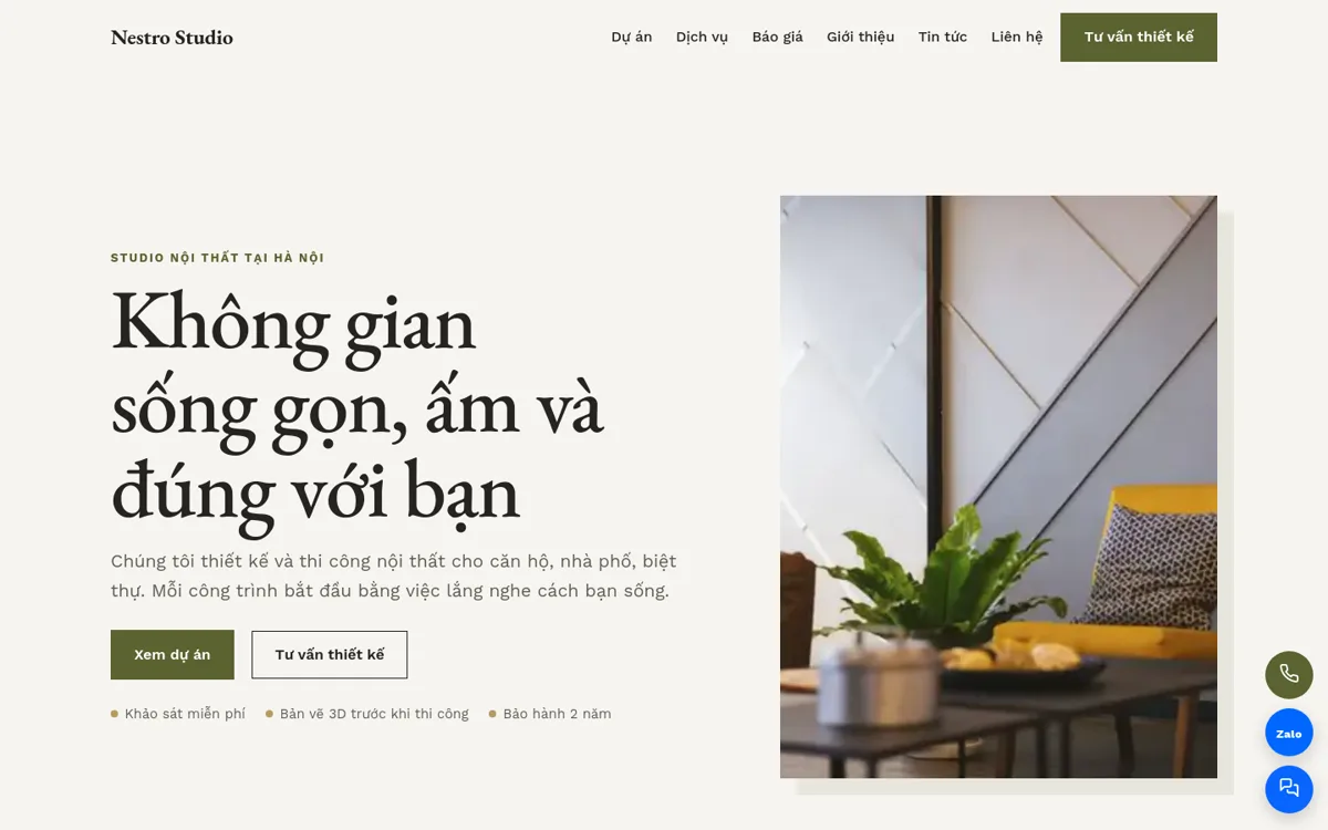 Trang chủ theme Nestro trên máy tính