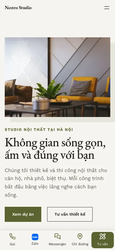 Trang chủ theme Nestro trên điện thoại