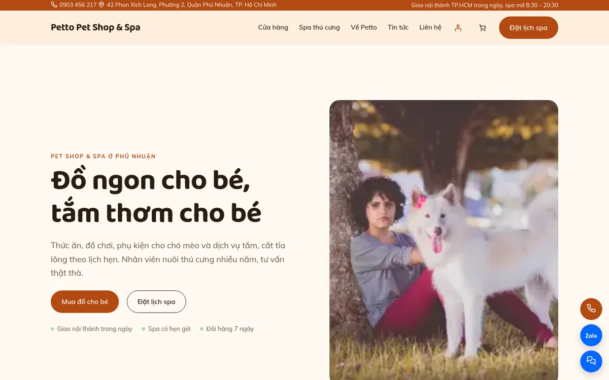 Trang chủ theme Petto trên máy tính