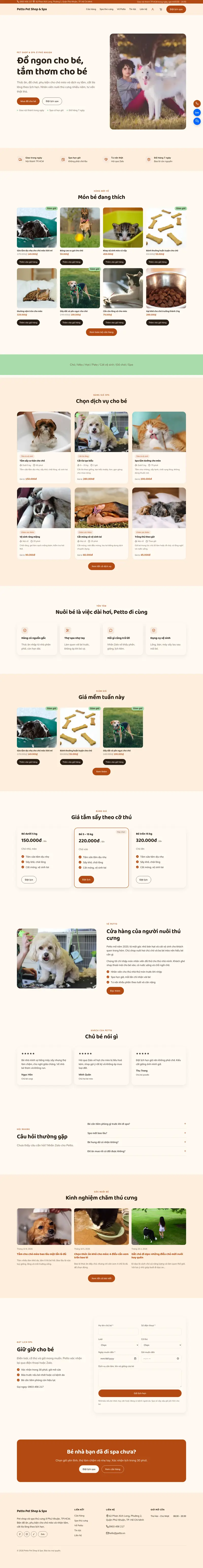 Toàn bộ trang chủ theme Petto