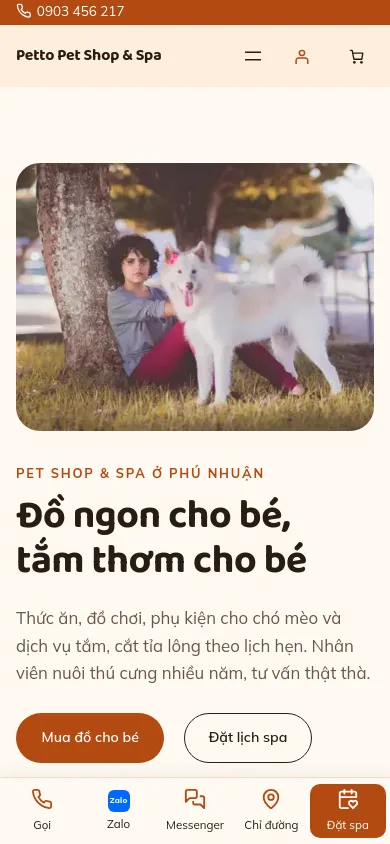 Trang chủ theme Petto trên điện thoại
