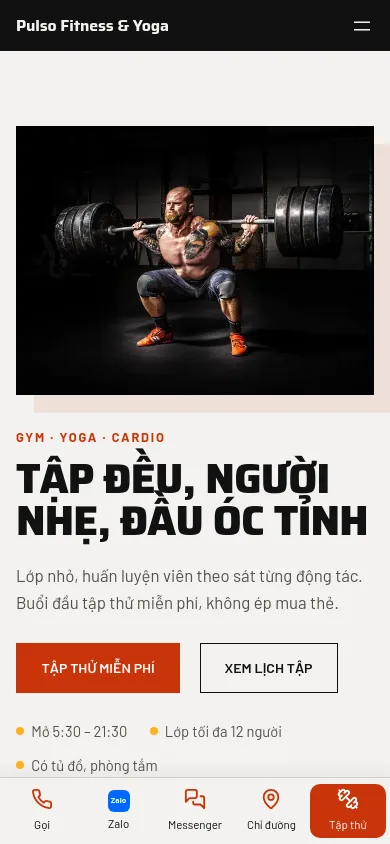 Trang chủ theme Pulso trên điện thoại
