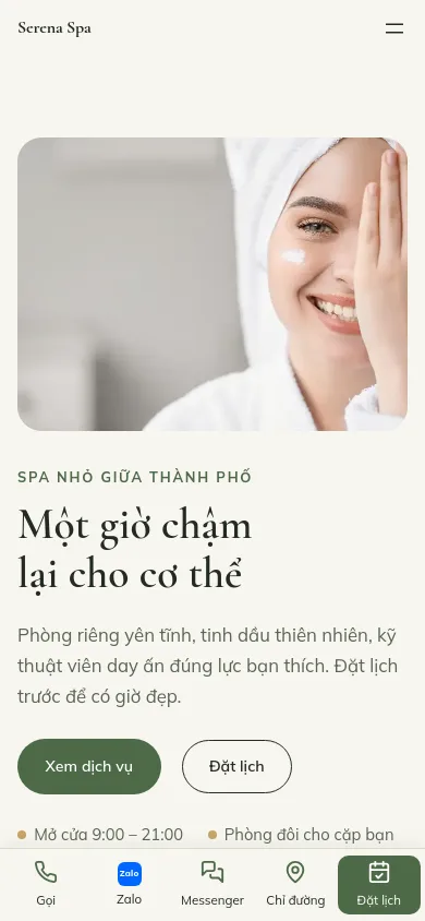 Trang chủ theme Serena trên điện thoại