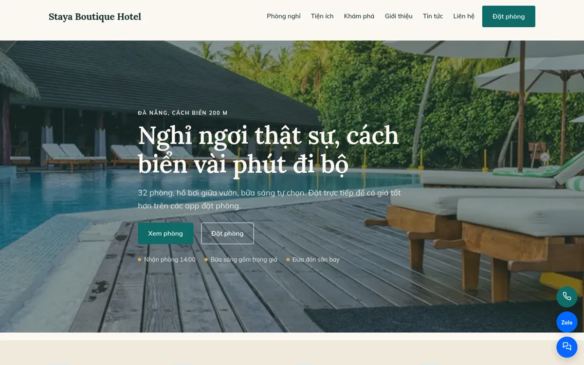 Trang chủ theme Staya trên máy tính