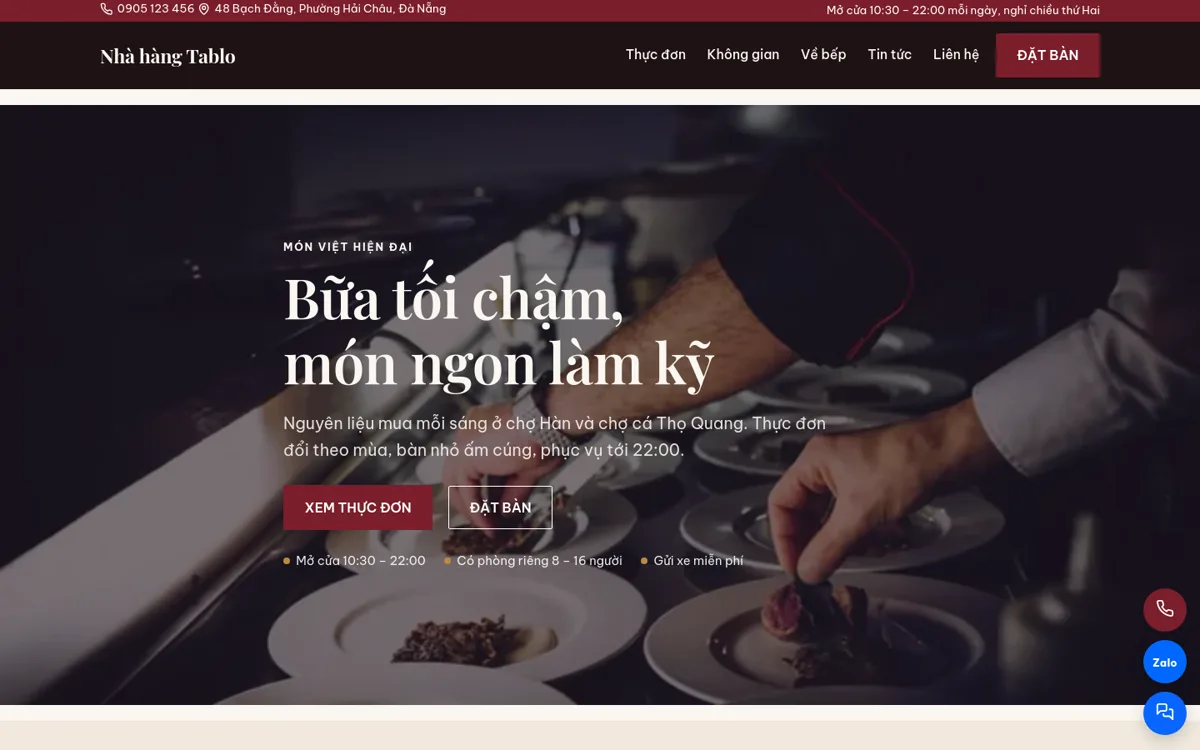 Trang chủ theme Tablo trên máy tính