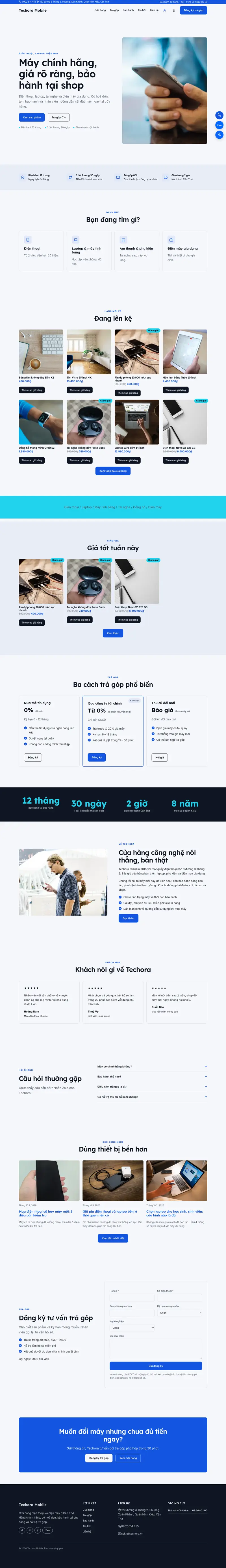 Toàn bộ trang chủ theme Techora