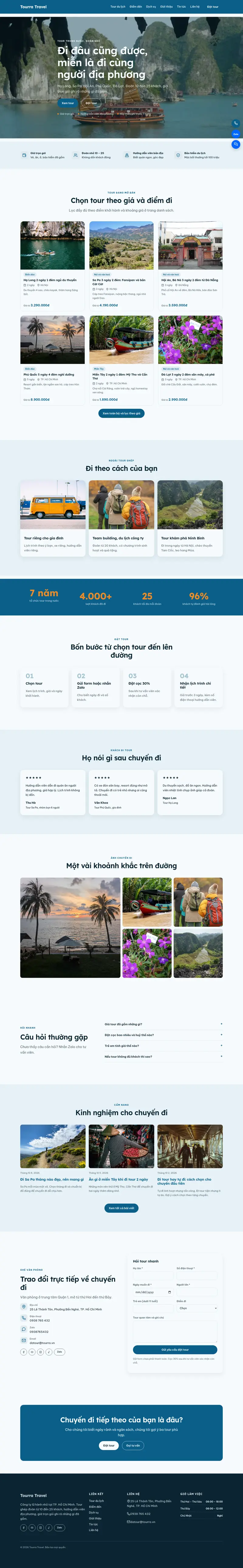 Toàn bộ trang chủ theme Tourra