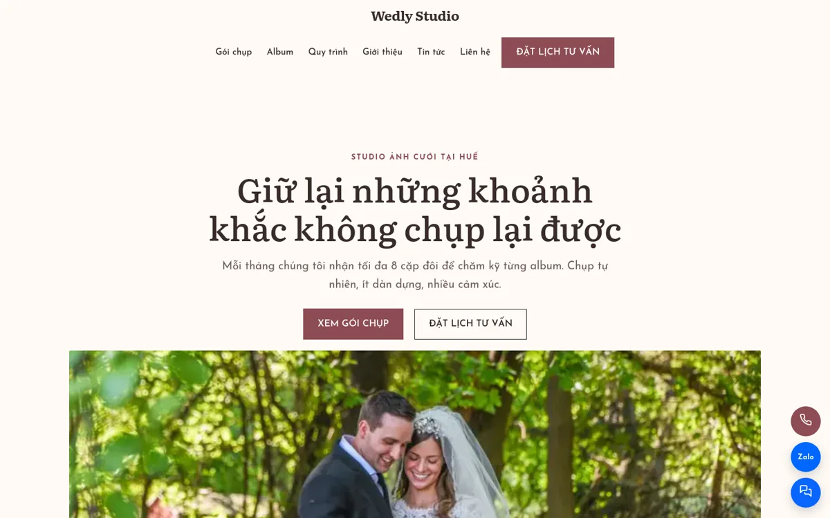Trang chủ theme Wedly trên máy tính